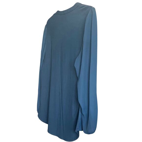 FORTUNE+IVY LONG SLV, V-NECK, LACE SHOULDER BLOUSE, WOMENS, XL, NAVY BLUE - Picture 6 of 12